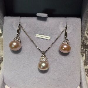 Sterling Silver Freshwater Pearl Earrings and pendant set